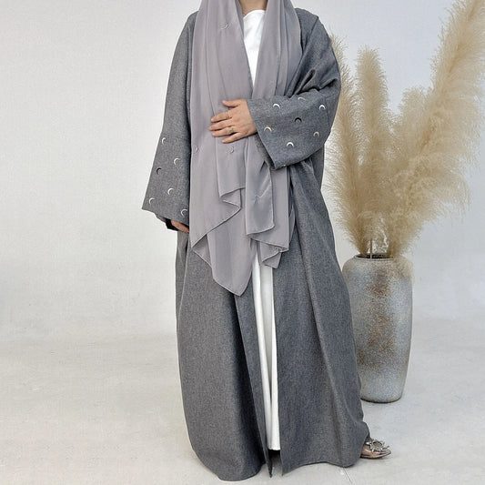 Abaya Ramadan Khimar 2025 - Abaya Modeste avec Broderie Lune - Muslim Essentials