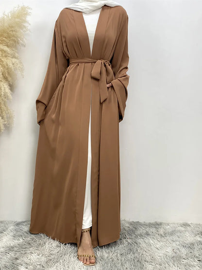 Dubai Elegance Open Abaya – Robe Modeste en Polyester pour Femmes - Muslim Essentials