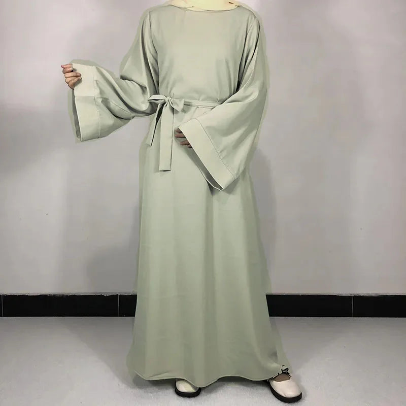 15 Colors Basic Plain Nida Abaya With Free Belt High Quality Muslim Women Modest Simple Dress EID Ramadan Islamic Clothing - Muslim Essentials