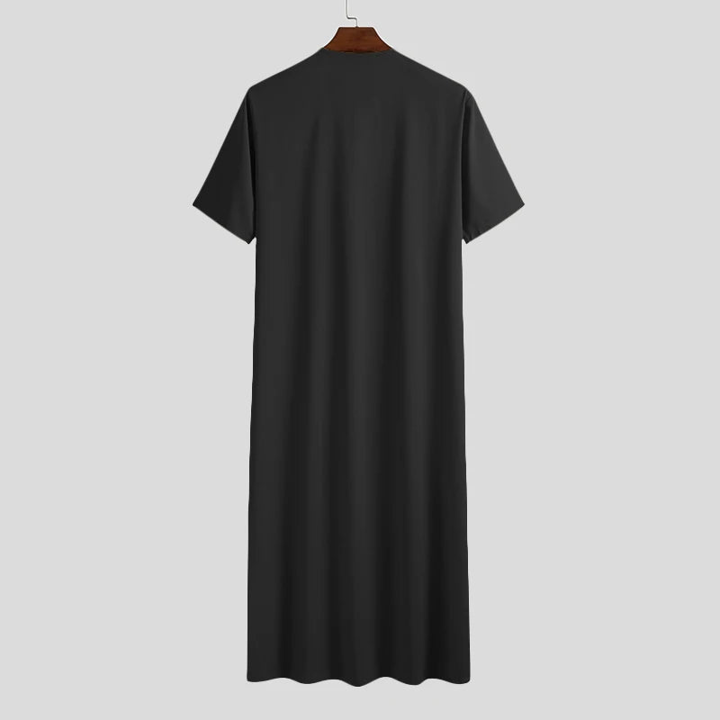 Qamis Homme en Tissu – Style Traditionnel & Moderne, Manches Courtes, Confort Estival - Muslim Essentials