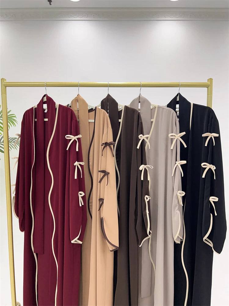 Abaya Ouverte Butterfly avec Nœud - Kimono de Luxe pour Ramadan et Eid, Robe Modeste Islamique, Kaftan Kebaya pour Femmes - Muslim Essentials