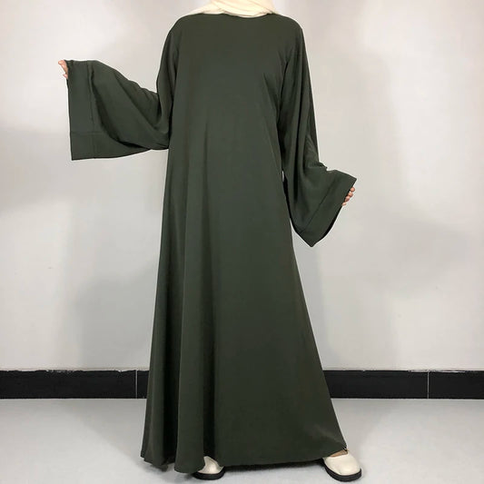 15 Colors Basic Plain Nida Abaya With Free Belt High Quality Muslim Women Modest Simple Dress EID Ramadan Islamic Clothing - Muslim Essentials