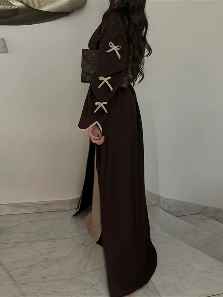 Abaya Ouverte Butterfly avec Nœud - Kimono de Luxe pour Ramadan et Eid, Robe Modeste Islamique, Kaftan Kebaya pour Femmes - Muslim Essentials
