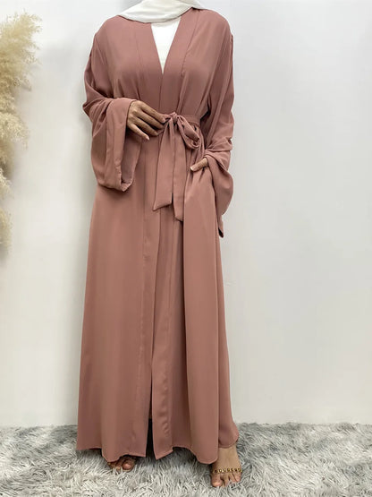 Dubai Elegance Open Abaya – Robe Modeste en Polyester pour Femmes - Muslim Essentials