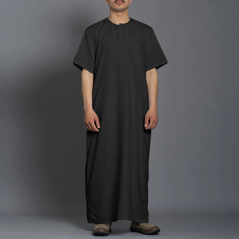 Qamis Homme en Tissu – Style Traditionnel & Moderne, Manches Courtes, Confort Estival - Muslim Essentials