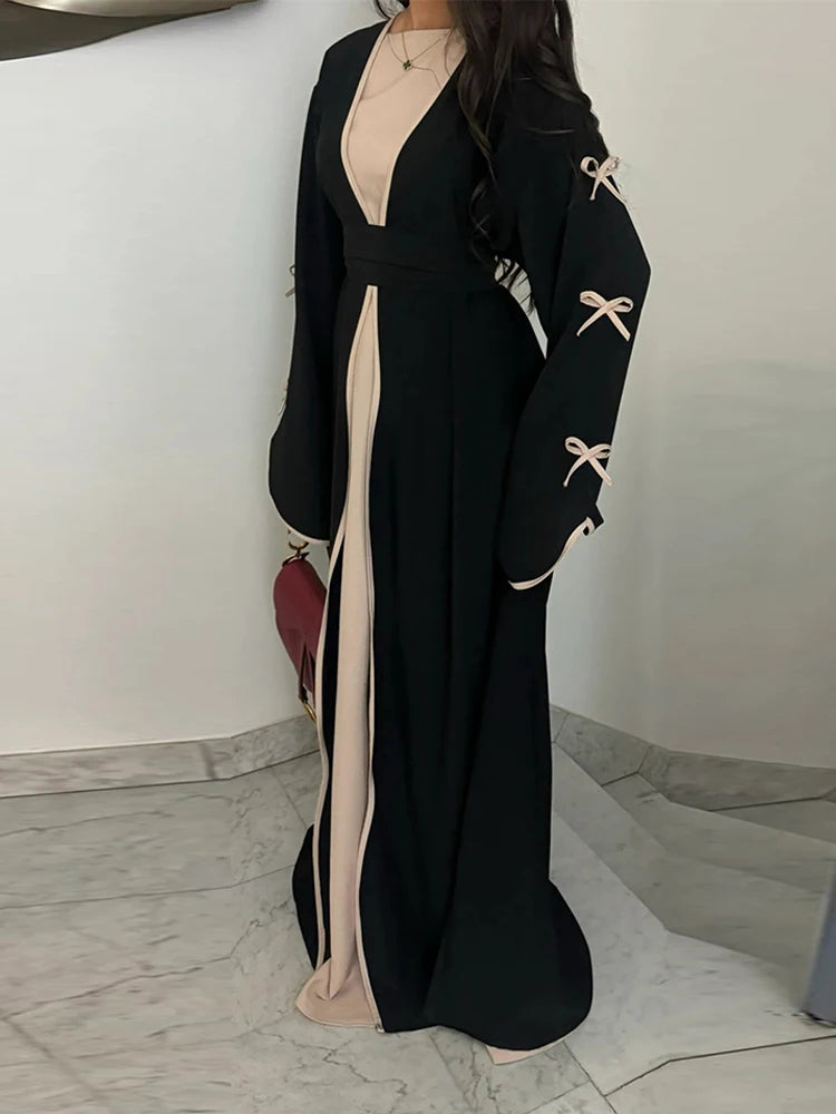 Abaya Ouverte Butterfly avec Nœud - Kimono de Luxe pour Ramadan et Eid, Robe Modeste Islamique, Kaftan Kebaya pour Femmes - Muslim Essentials