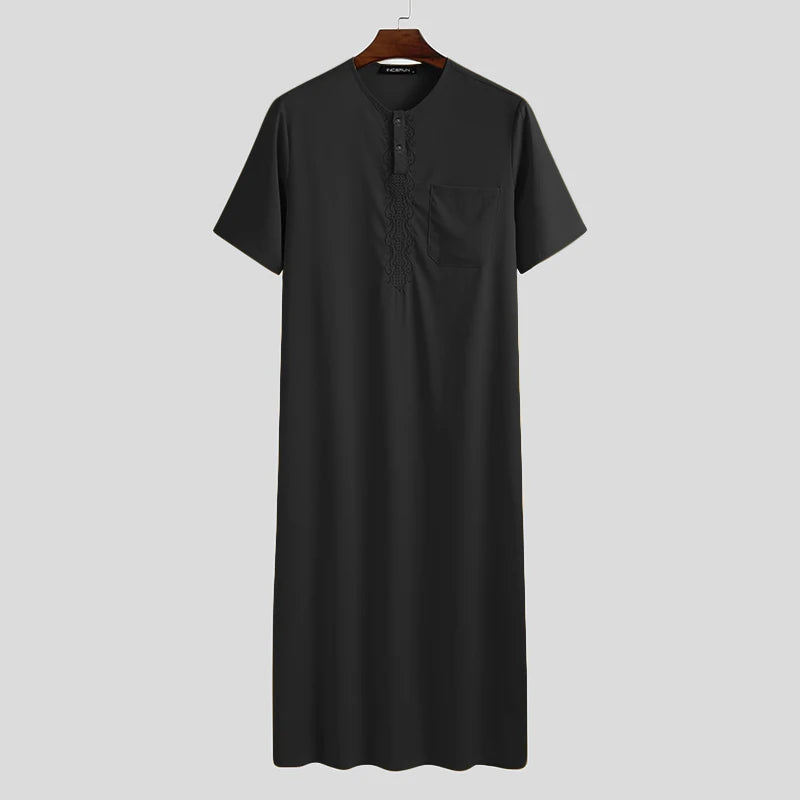 Qamis Homme en Tissu – Style Traditionnel & Moderne, Manches Courtes, Confort Estival - Muslim Essentials