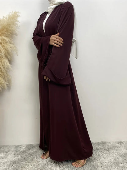 Dubai Elegance Open Abaya – Robe Modeste en Polyester pour Femmes - Muslim Essentials