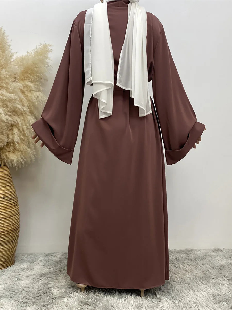 Dubai Elegance Open Abaya – Robe Modeste en Polyester pour Femmes - Muslim Essentials