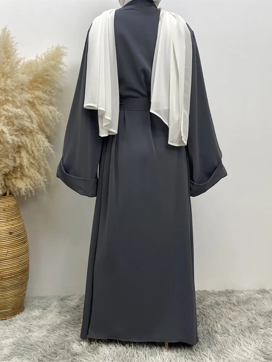 Dubai Elegance Open Abaya – Robe Modeste en Polyester pour Femmes - Muslim Essentials