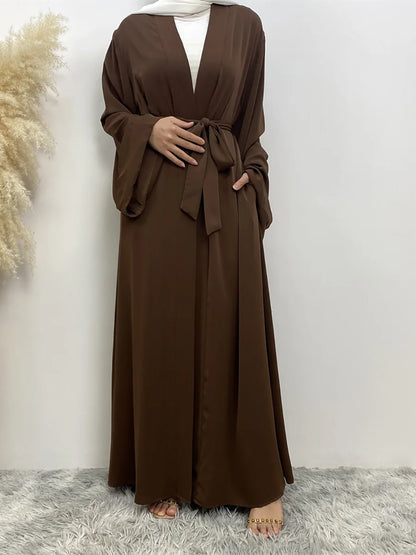 Dubai Elegance Open Abaya – Robe Modeste en Polyester pour Femmes - Muslim Essentials