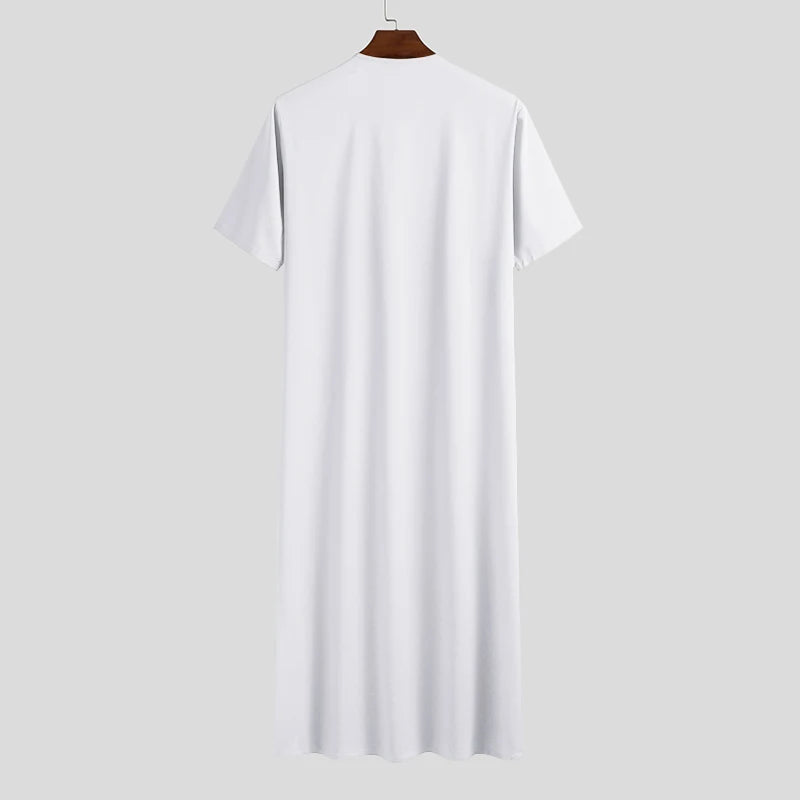 Qamis Homme en Tissu – Style Traditionnel & Moderne, Manches Courtes, Confort Estival - Muslim Essentials
