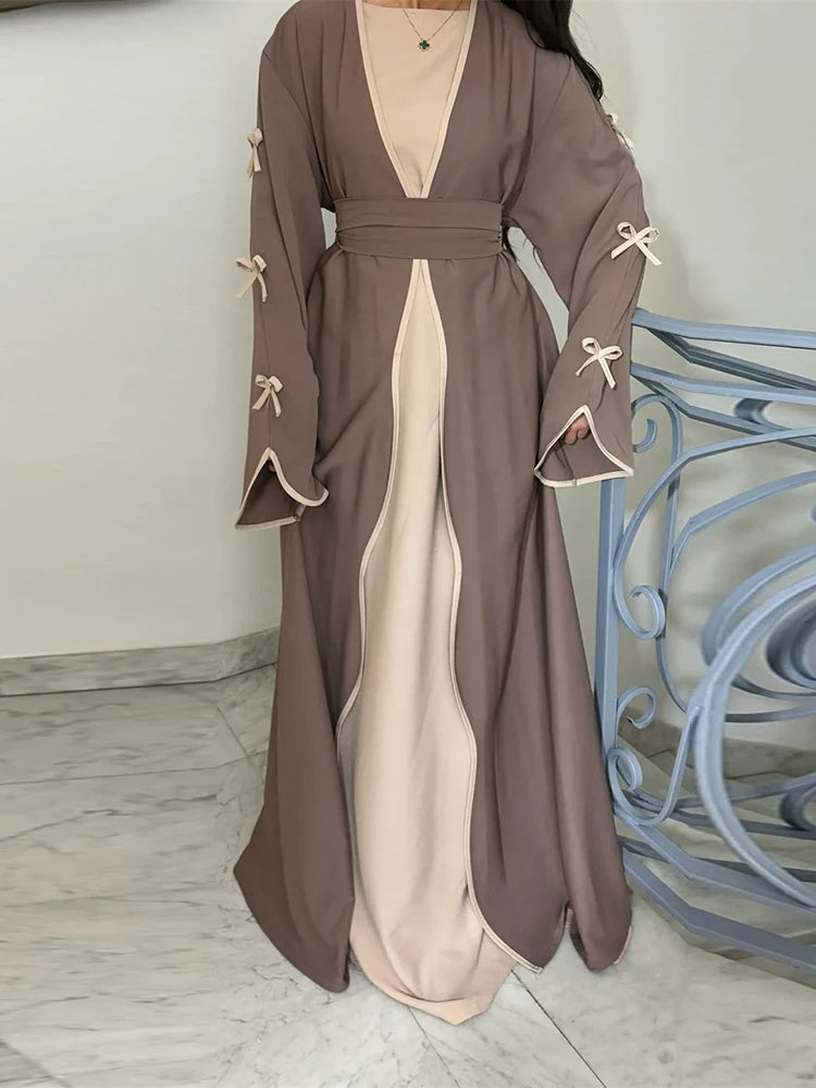 Abaya Ouverte Butterfly avec Nœud - Kimono de Luxe pour Ramadan et Eid, Robe Modeste Islamique, Kaftan Kebaya pour Femmes - Muslim Essentials