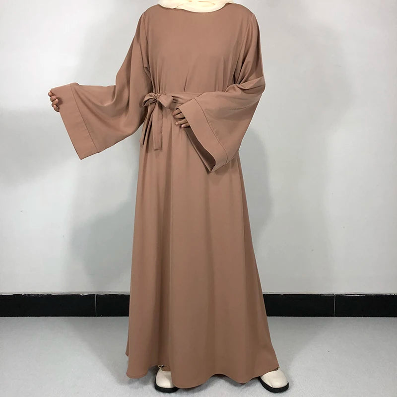 15 Colors Basic Plain Nida Abaya With Free Belt High Quality Muslim Women Modest Simple Dress EID Ramadan Islamic Clothing - Muslim Essentials