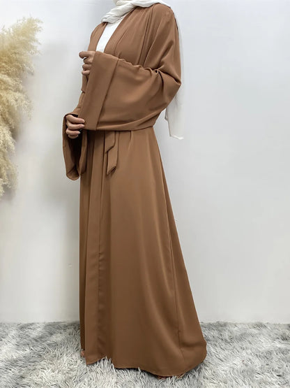 Dubai Elegance Open Abaya – Robe Modeste en Polyester pour Femmes - Muslim Essentials