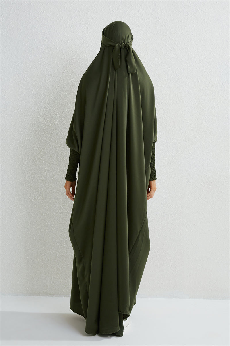 Abaya Musulmane à Capuche avec Manches Smockées - Muslim Essentials
