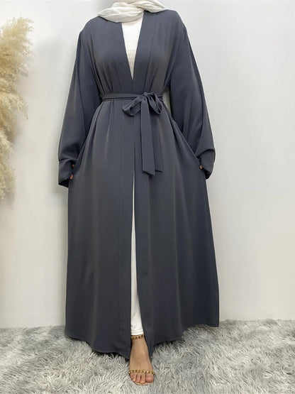 Dubai Elegance Open Abaya – Robe Modeste en Polyester pour Femmes - Muslim Essentials