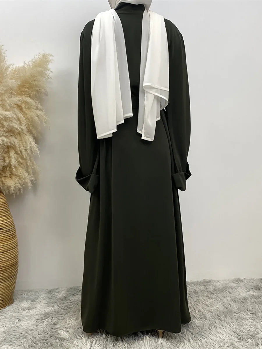 Dubai Elegance Open Abaya – Robe Modeste en Polyester pour Femmes - Muslim Essentials