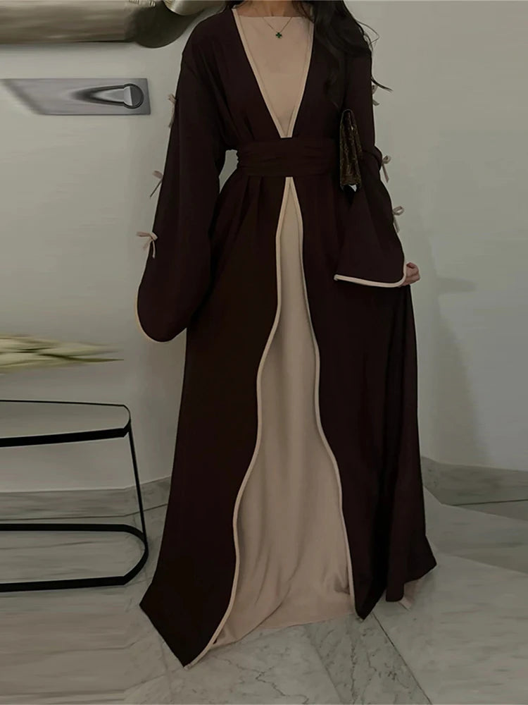 Abaya Ouverte Butterfly avec Nœud - Kimono de Luxe pour Ramadan et Eid, Robe Modeste Islamique, Kaftan Kebaya pour Femmes - Muslim Essentials