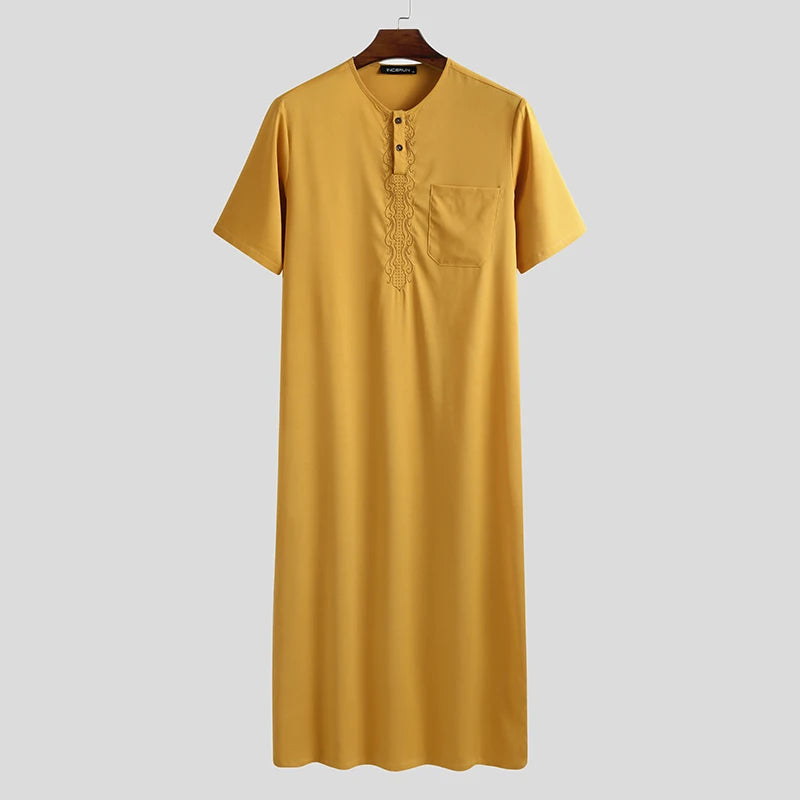 Qamis Homme en Tissu – Style Traditionnel & Moderne, Manches Courtes, Confort Estival - Muslim Essentials
