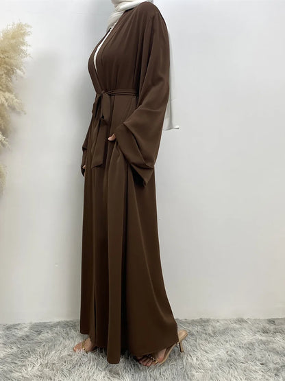 Dubai Elegance Open Abaya – Robe Modeste en Polyester pour Femmes - Muslim Essentials