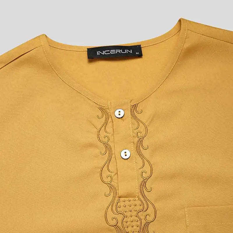 Qamis Homme en Tissu – Style Traditionnel & Moderne, Manches Courtes, Confort Estival - Muslim Essentials