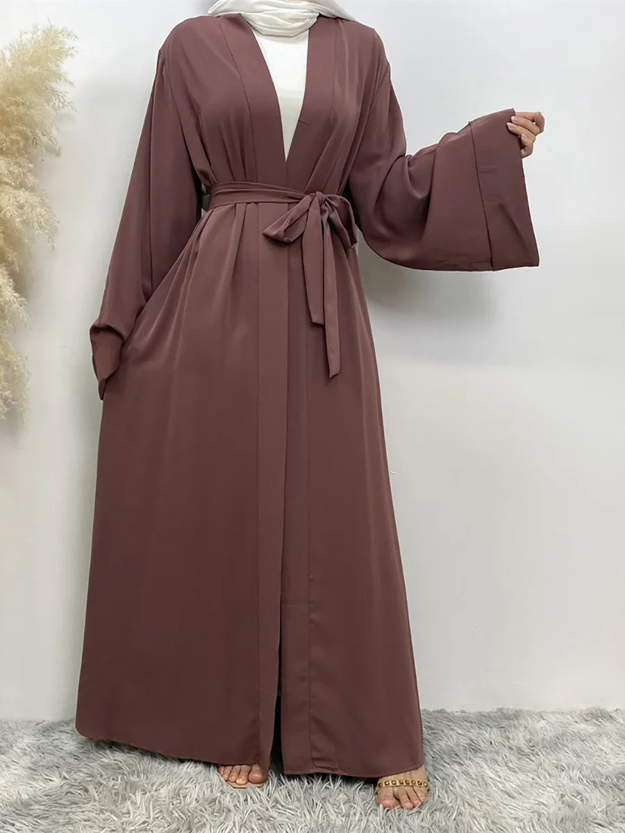 Dubai Elegance Open Abaya – Robe Modeste en Polyester pour Femmes - Muslim Essentials