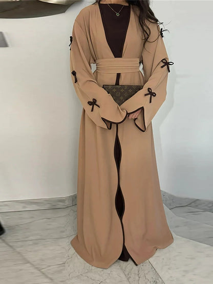 Abaya Ouverte Butterfly avec Nœud - Kimono de Luxe pour Ramadan et Eid, Robe Modeste Islamique, Kaftan Kebaya pour Femmes - Muslim Essentials