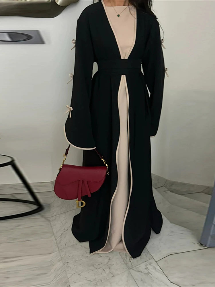 Abaya Ouverte Butterfly avec Nœud - Kimono de Luxe pour Ramadan et Eid, Robe Modeste Islamique, Kaftan Kebaya pour Femmes - Muslim Essentials