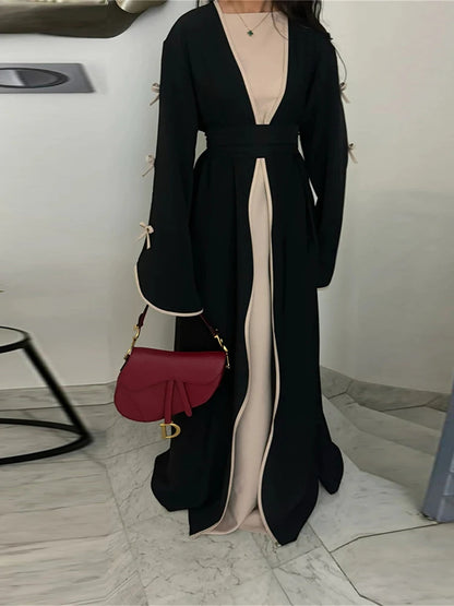 Abaya Ouverte Butterfly avec Nœud - Kimono de Luxe pour Ramadan et Eid, Robe Modeste Islamique, Kaftan Kebaya pour Femmes - Muslim Essentials