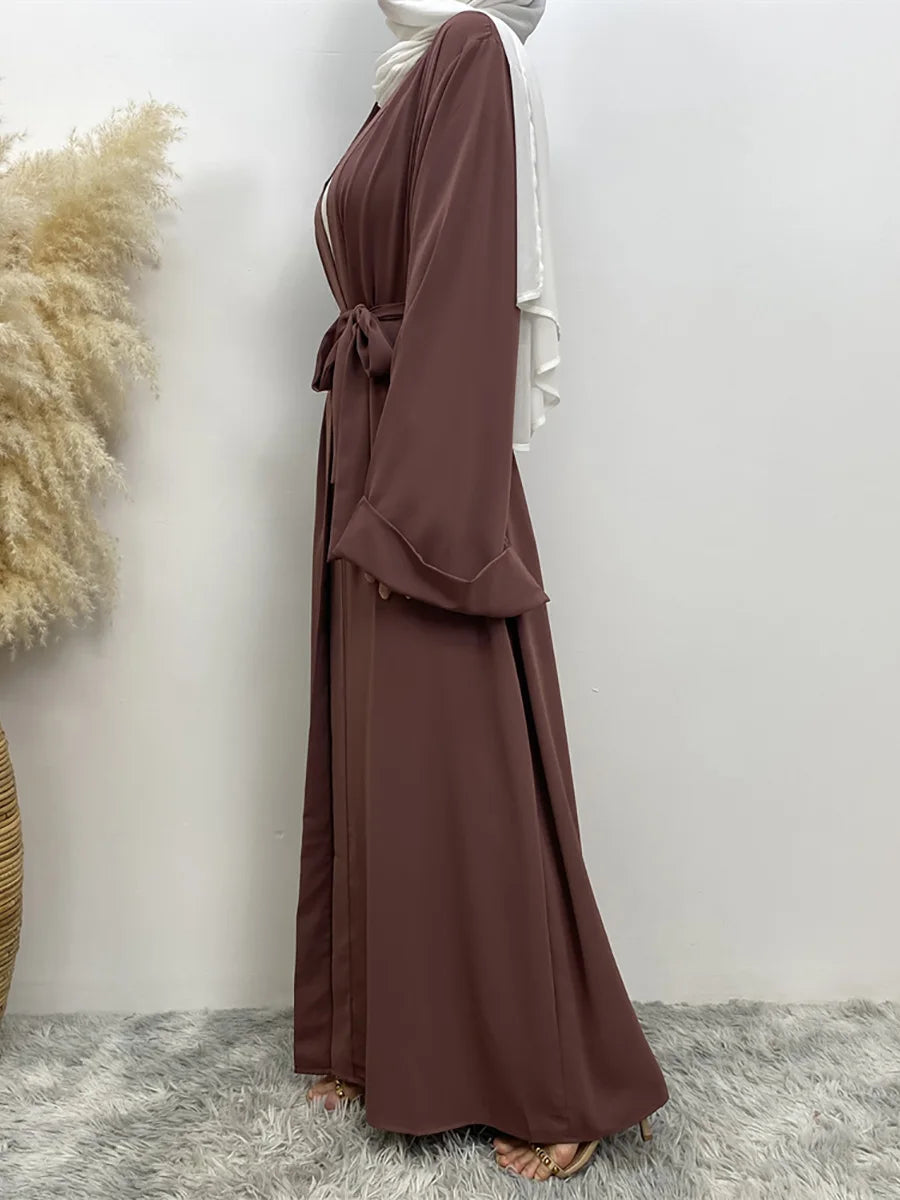 Dubai Elegance Open Abaya – Robe Modeste en Polyester pour Femmes - Muslim Essentials