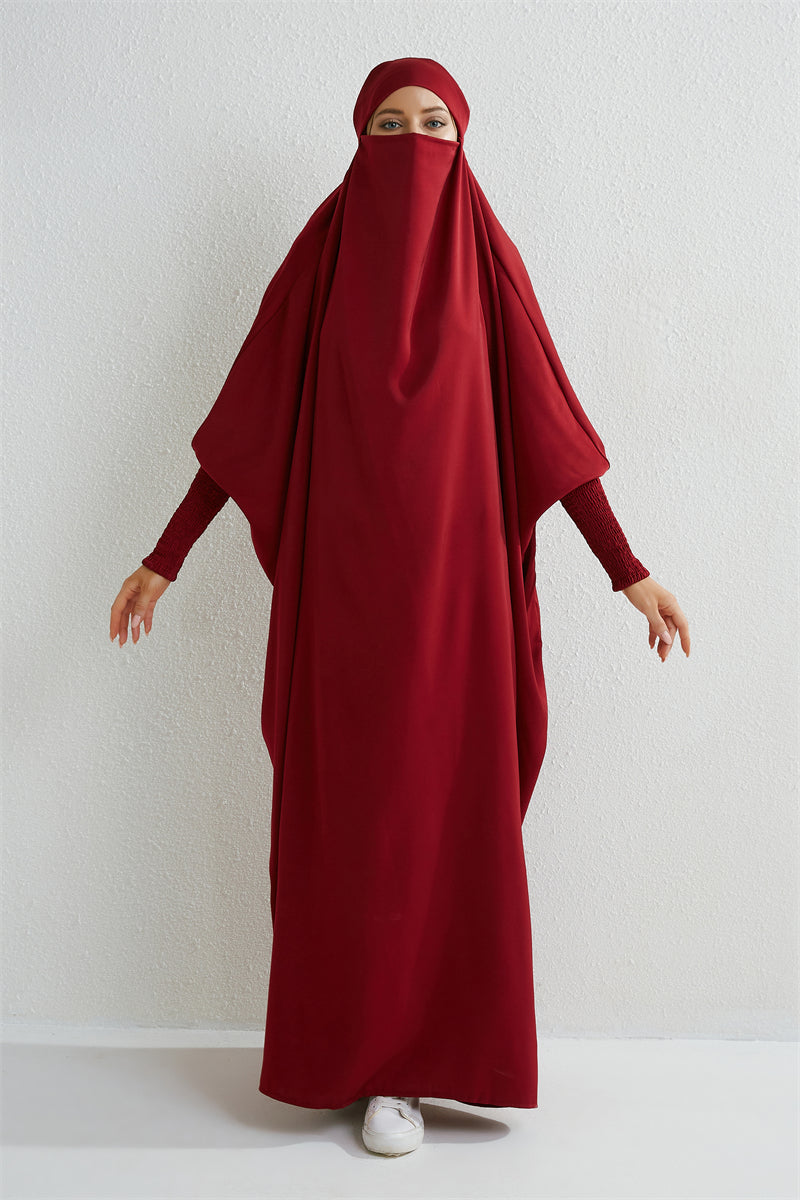 Abaya Musulmane à Capuche avec Manches Smockées - Muslim Essentials