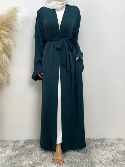 Dubai Elegance Open Abaya – Robe Modeste en Polyester pour Femmes - Muslim Essentials