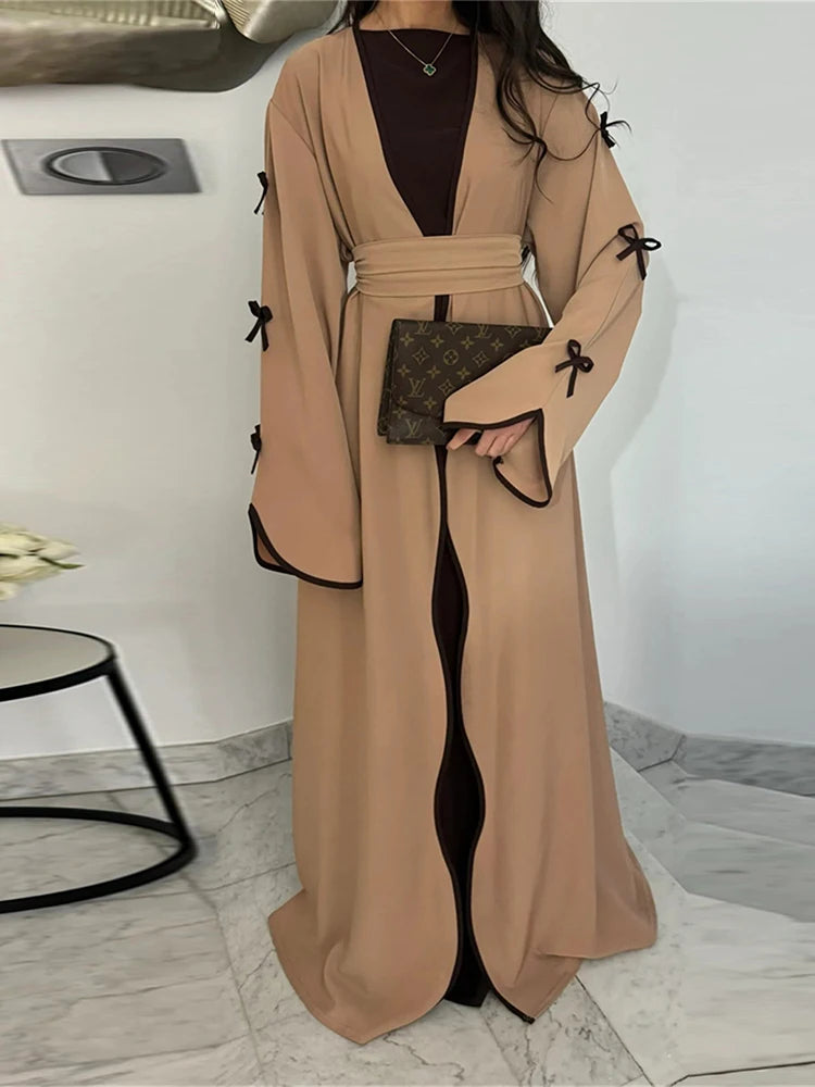 Abaya Ouverte Butterfly avec Nœud - Kimono de Luxe pour Ramadan et Eid, Robe Modeste Islamique, Kaftan Kebaya pour Femmes - Muslim Essentials