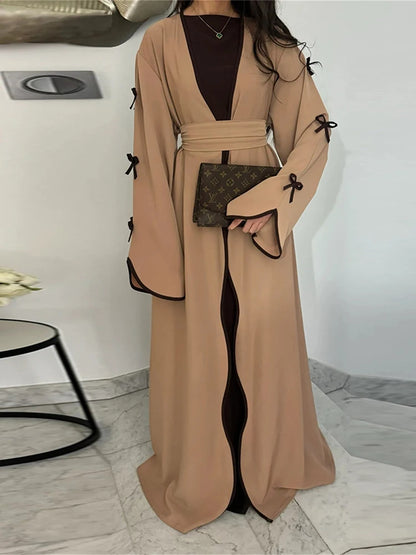 Abaya Ouverte Butterfly avec Nœud - Kimono de Luxe pour Ramadan et Eid, Robe Modeste Islamique, Kaftan Kebaya pour Femmes - Muslim Essentials