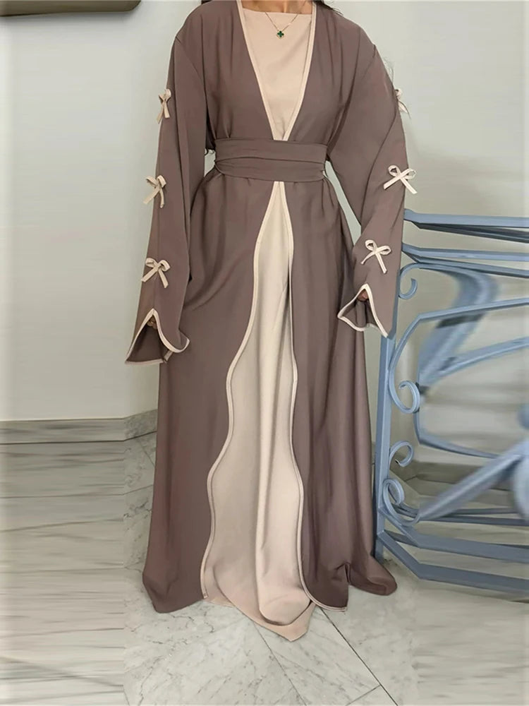Abaya Ouverte Butterfly avec Nœud - Kimono de Luxe pour Ramadan et Eid, Robe Modeste Islamique, Kaftan Kebaya pour Femmes - Muslim Essentials