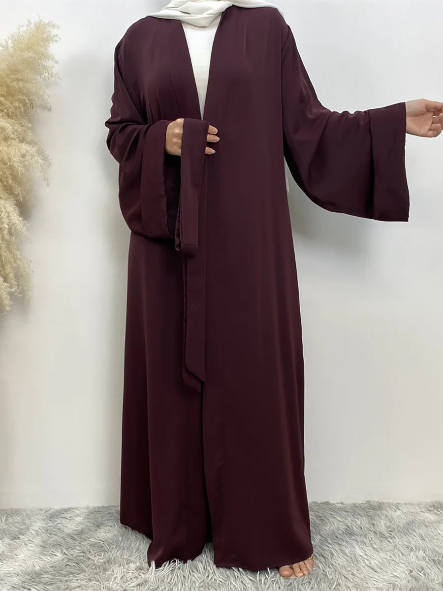 Dubai Elegance Open Abaya – Robe Modeste en Polyester pour Femmes - Muslim Essentials
