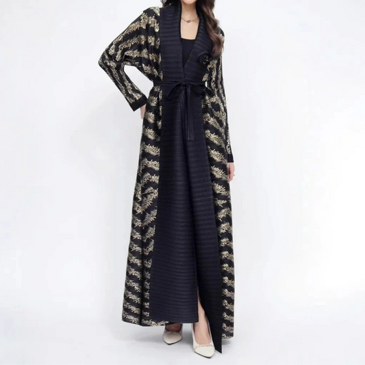 baya Femme KAF, Mode Élégante, Robe Longue, Cardigan Vintage Printemps Automne, Taille Large - Muslim Essentials