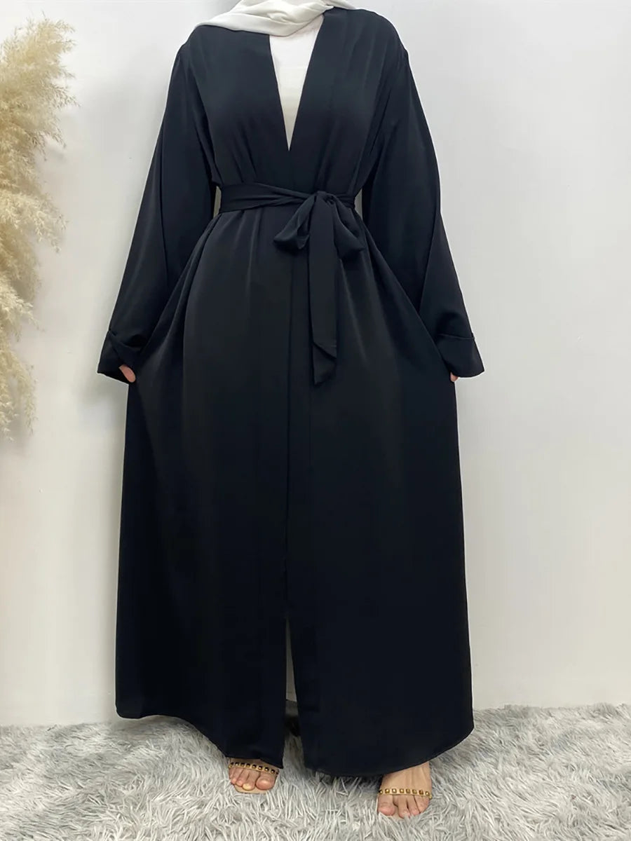 Dubai Elegance Open Abaya – Robe Modeste en Polyester pour Femmes - Muslim Essentials