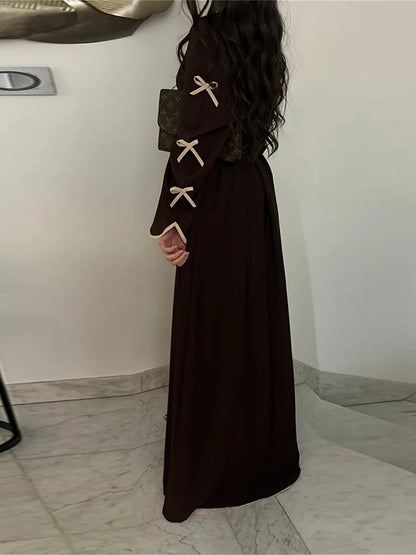 Abaya Ouverte Butterfly avec Nœud - Kimono de Luxe pour Ramadan et Eid, Robe Modeste Islamique, Kaftan Kebaya pour Femmes - Muslim Essentials